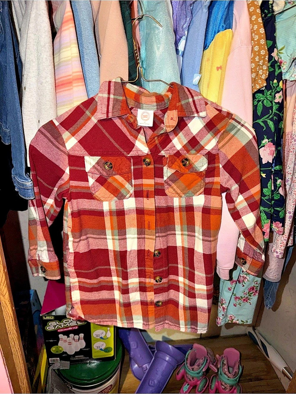 Wonder Nation Kids Plaid Button Down Shirt